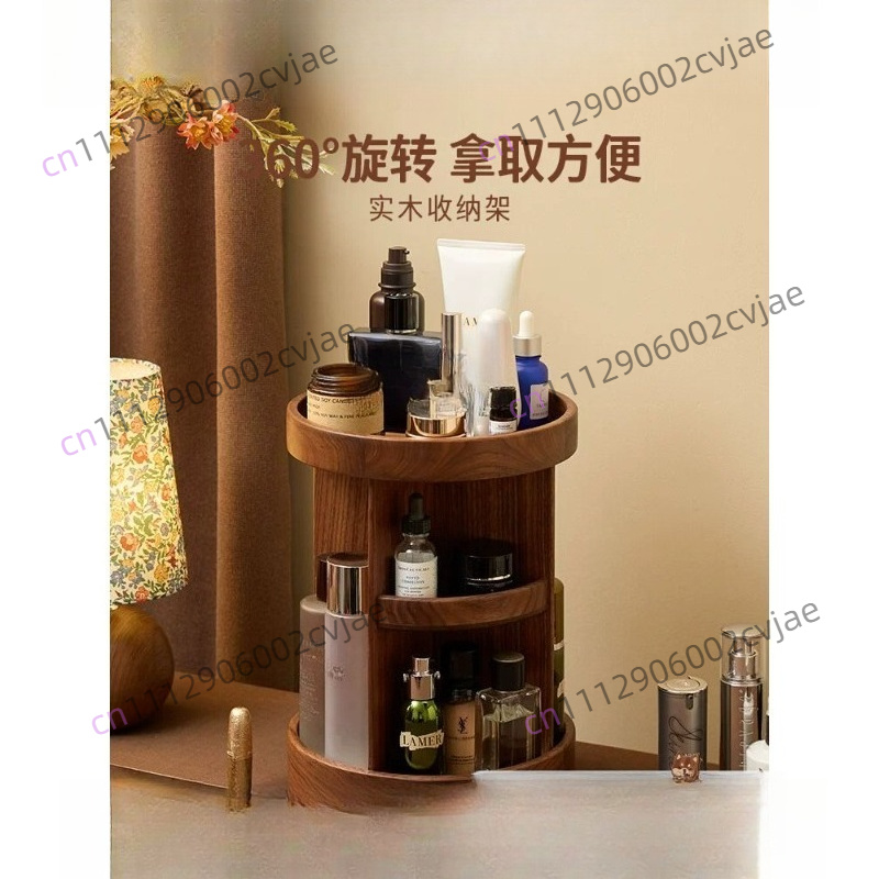 Luxury Skincare & Spa Reviews - Solid wood rotating cosmetics storage box,